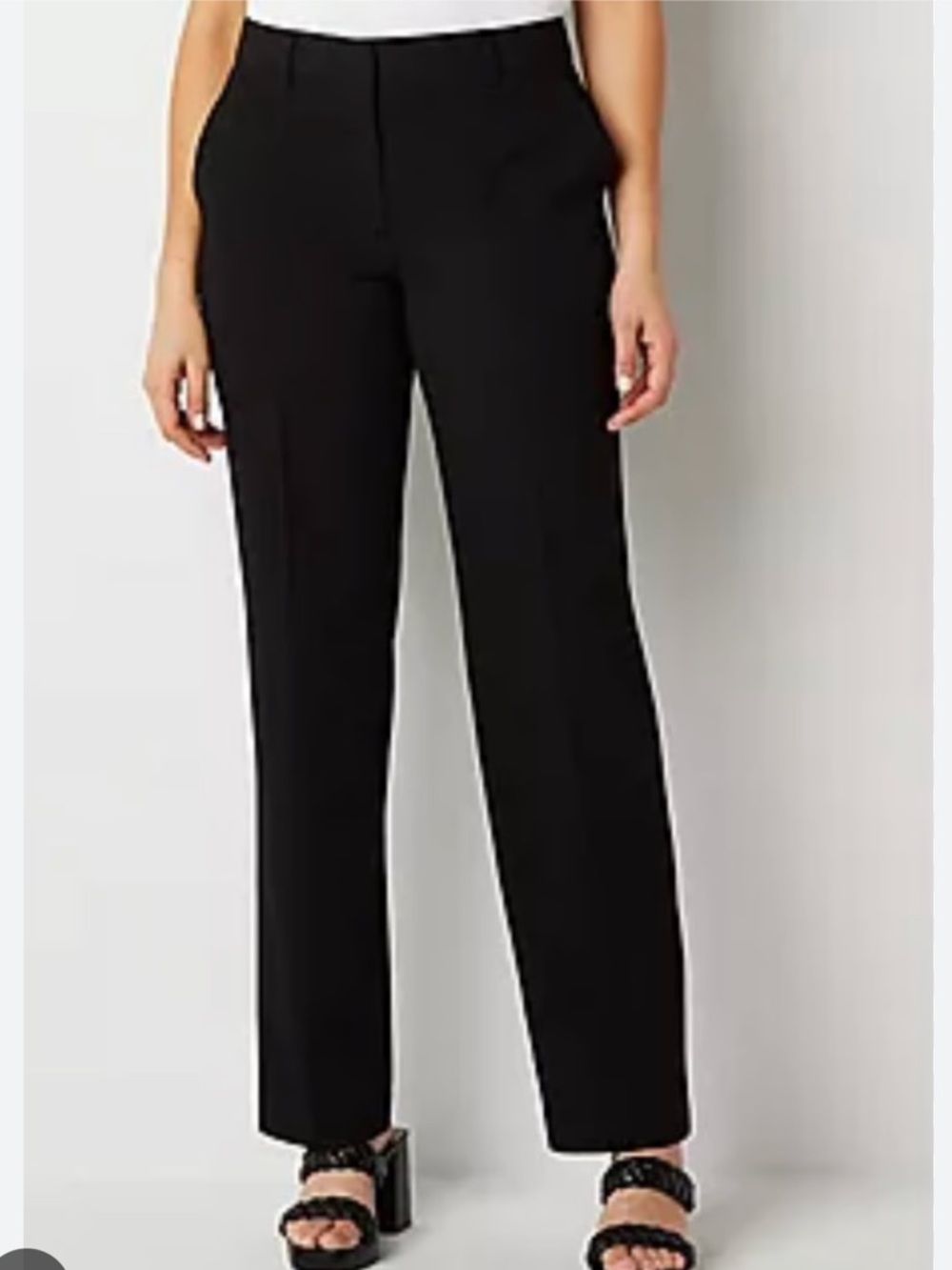 Womans Worthington Black Curvy Trousers, Tailored Straight Leg Size 2